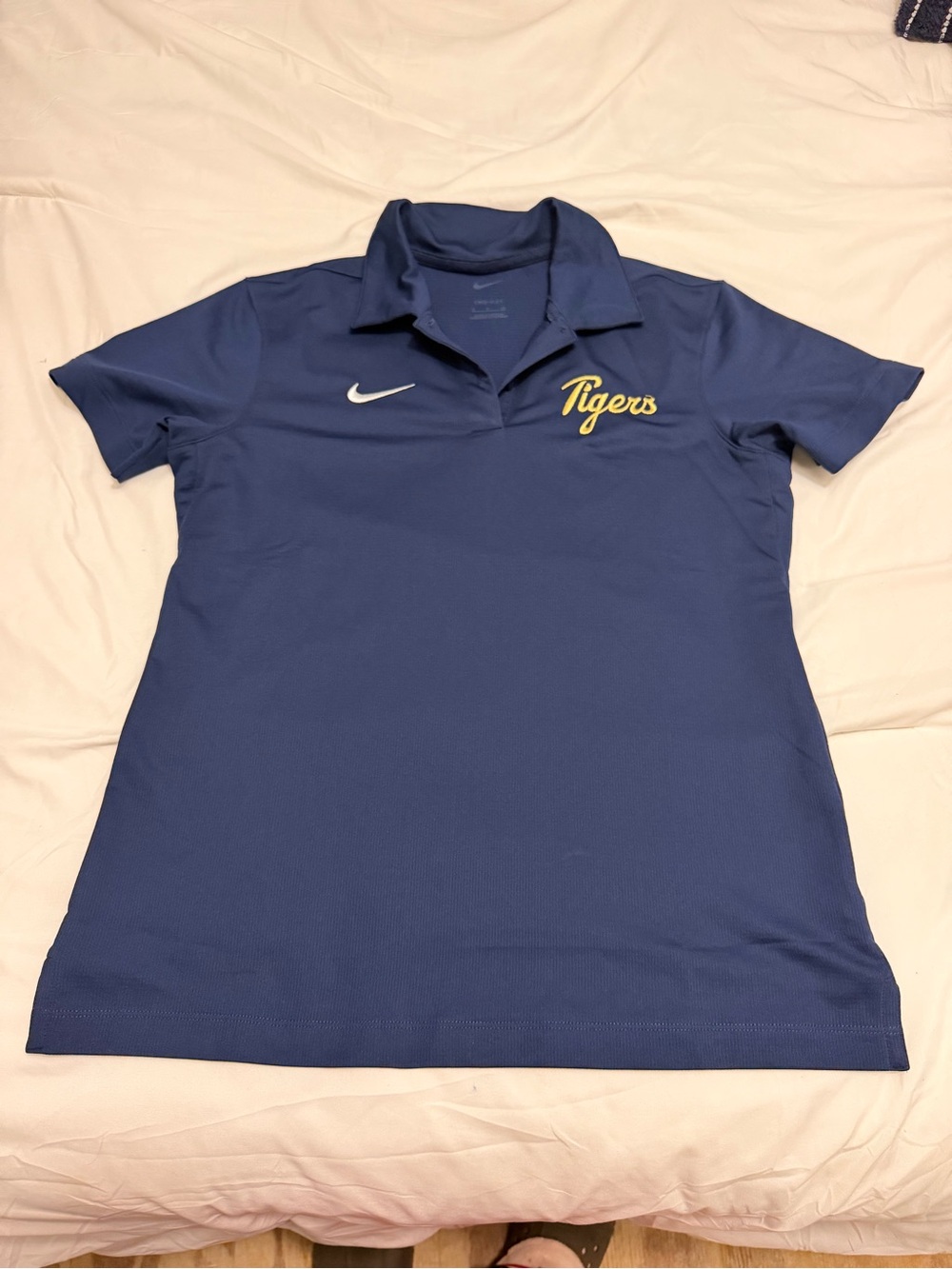 Nike Women's Navy Polo with Yellow 'Tigers' Script size M